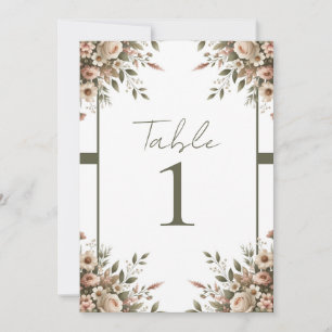 Elegante Olive Green & White Floral Corner Hochzei Einladung