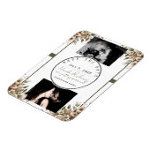 Elegante Olive Green & White Floral Corner Hochzei Magnet (Linke Seite)