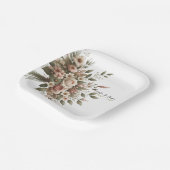 Elegante Olive Green & White Floral Corner Hochzei Pappteller (Gewinkelt)