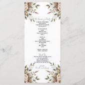 Elegante Olive Green & White Floral Corner Hochzei Programm (Rückseite)