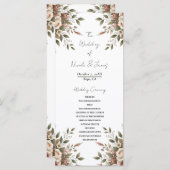 Elegante Olive Green & White Floral Corner Hochzei Programm (Vorne/Hinten)