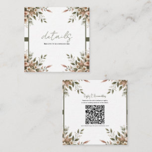 Elegante Olive Green & White Floral Wedding Detail Quadratische Visitenkarte