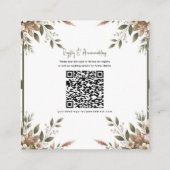 Elegante Olive Green & White Floral Wedding Detail Quadratische Visitenkarte (Rückseite)