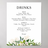 Elegante Olive Greenerity Wedding Drinks Menü Zeic Poster (Vorne)