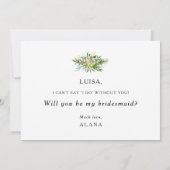 Elegante Olive Greenery Bridesmaid Vorschlag Card Einladung (Rückseite)