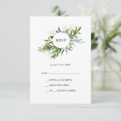 Elegante Olive Greenery RSVP Card (Stehend Vorderseite)