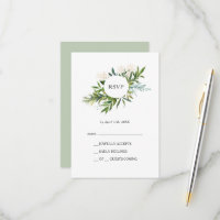 Elegante Olive Greenery RSVP Card