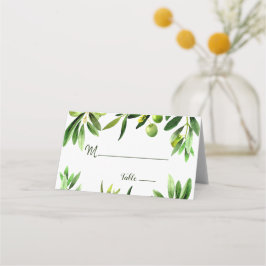 Elegante Olive Leaf Boho Garden Platzkarte