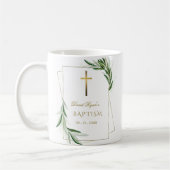 Elegante Olive Leaves Gold Boy Taufe Kaffeetasse (Links)