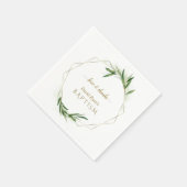 Elegante Olive Leaves Gold Boy Taufe Serviette (Ecke)