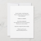 Elegante Olive.Schwarz-weiße Hochzeitänderung Save The Date (Rückseite)