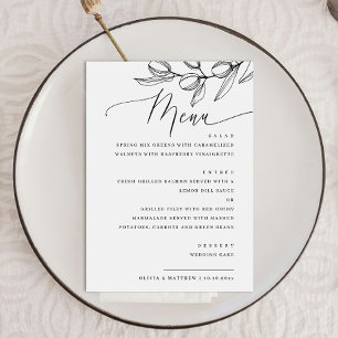 Elegante Olive Script Wedding Italienisch Botani Menükarte