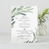 Elegante Olive Sprig Branch Wedding Einladung (Stehend Vorderseite)