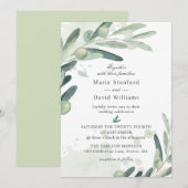 Elegante Olive Sprig Branch Wedding Einladung (Vorne/Hinten)