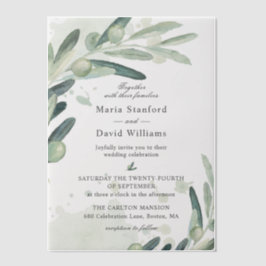 Elegante Olive Sprig Branch Wedding Pergament Einladungen