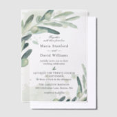 Elegante Olive Sprig Branch Wedding Pergament Einladungen (Versetzt)