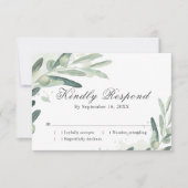 Elegante Olive Sprig Branch Wedding RSVP Karte (Vorderseite)