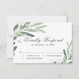 Elegante Olive Sprig Branch Wedding RSVP Karte