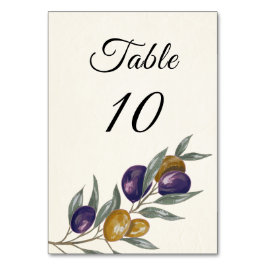 Elegante Olive Wedding Tischnummer Card