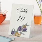 Elegante Olive Wedding Tischnummer Sockelschild (In Situ)