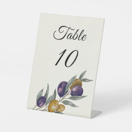 Elegante Olive Wedding Tischnummer Sockelschild
