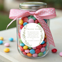 Elegante Olive Wildblume Hochzeit Vielen Dank