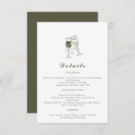 Elegante Olive wood Green Wedding Details Card RSVP Karte