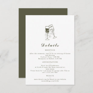 Elegante Olive wood Green Wedding Details Card RSVP Karte