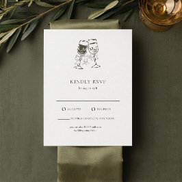Elegante Olive wood Green Wedding RSVP Card Begleitkarte
