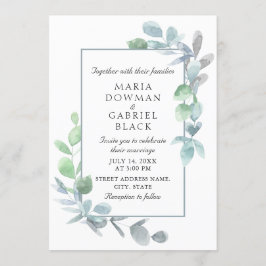 Elegante Oliven-Blätter. Botanische Hochzeit Einladung