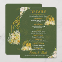 Elegante Oliven-Botanik-Hochzeitsdetails Karte