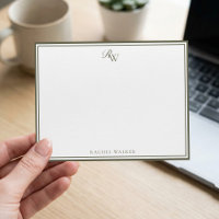 Elegante Oliven-Grün-Monogramm-Zwei-Rahmen