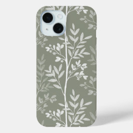 Elegante Oliven-grüne Florale Silhouette Case-Mate iPhone Hülle