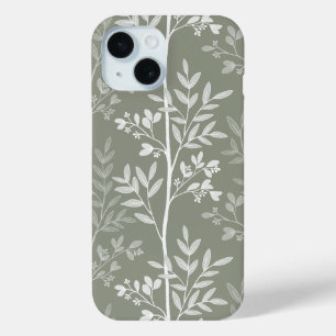 Elegante Oliven-grüne Florale Silhouette Case-Mate iPhone Hülle