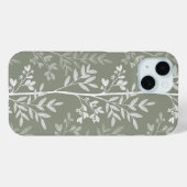 Elegante Oliven-grüne Florale Silhouette Case-Mate iPhone Hülle (Rückseite (Horizontal))