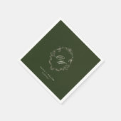 Elegante Oliven-grüne Hochzeit mit Monogramm Serviette (Ecke)