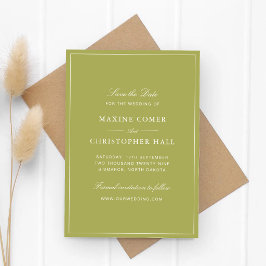 Elegante Oliven-grüne Schrift Hochzeit Save The Date