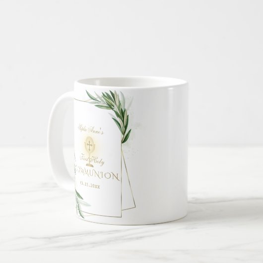 Elegante Olivenbäume Blätter Goldene Kommune Kaffeetasse (Vorderseite Links)