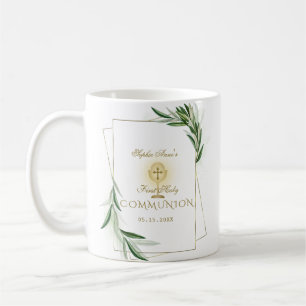 Elegante Olivenbäume Blätter Goldene Kommune Kaffeetasse