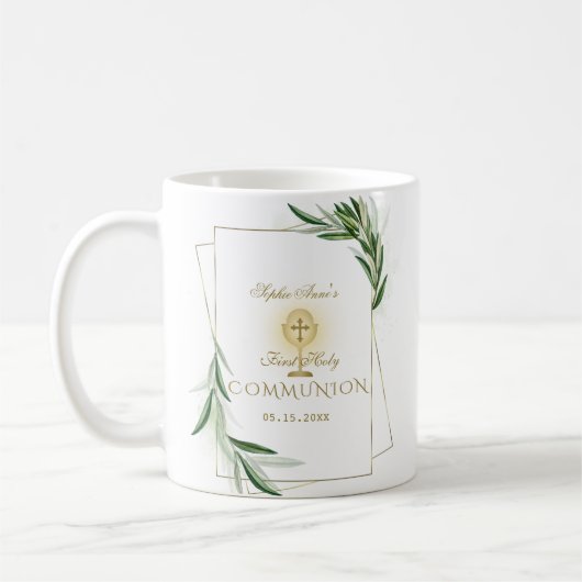 Elegante Olivenbäume Blätter Goldene Kommune Kaffeetasse (Links)