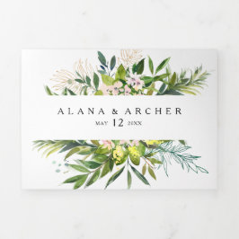 Elegante Olivenbäume vermischen sich in einem Drei Dreifach Gefaltete Einladung