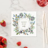 Elegante Olivenbäume Zweige Italienische Hochzeit Serviette (Beispiel)