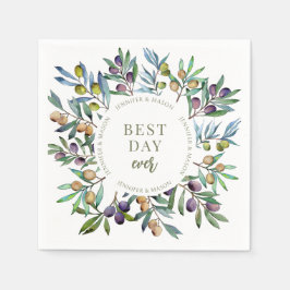 Elegante Olivenbäume Zweige Italienische Hochzeit Serviette