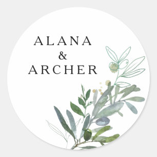 Elegante Olivenhaine Hochzeiten Umschlag Aufkleber