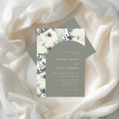Elegante Olivenhaine Hochzeitsfeier Einladung