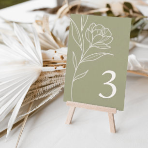Elegante Olivenhaine Hochzeitskarte Tischnummer