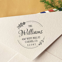 Elegante Olivenhaine Runde Rücksendeadresse Permastempel