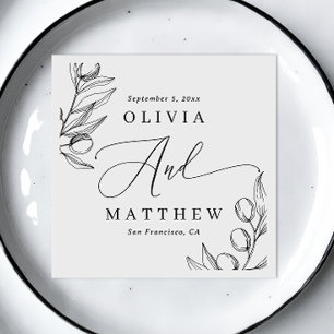 Elegante Olivenhochzeit   Minimalistische zarte Sc Serviette