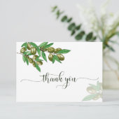 Elegante Olivenkarte Dankeskarte (Stehend Vorderseite)