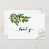 Elegante Olivenkarte Dankeskarte (Vorne/Hinten)